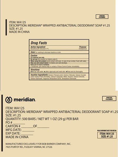Label Image (Meridian Wrapped Antibacterial Deodorant Soap 1.25 (500 Bars))